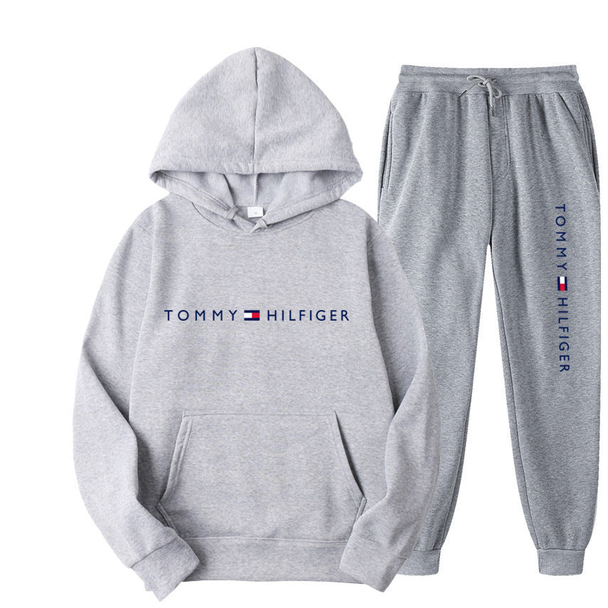 Spring and Autumn Leisure Sports Hoodie Printed Men's Set