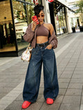 Retro Deconstructed Knife-Edge Straight Leg Jeans