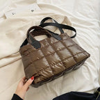 Fashionable plaid stitching women’s shoulder purse with stylish design, featuring a trendy, compact look for everyday use.