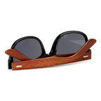 Black bamboo wooden arms sunglasses for men and women, stylish eyewear with natural wood finish by FitiqueFit