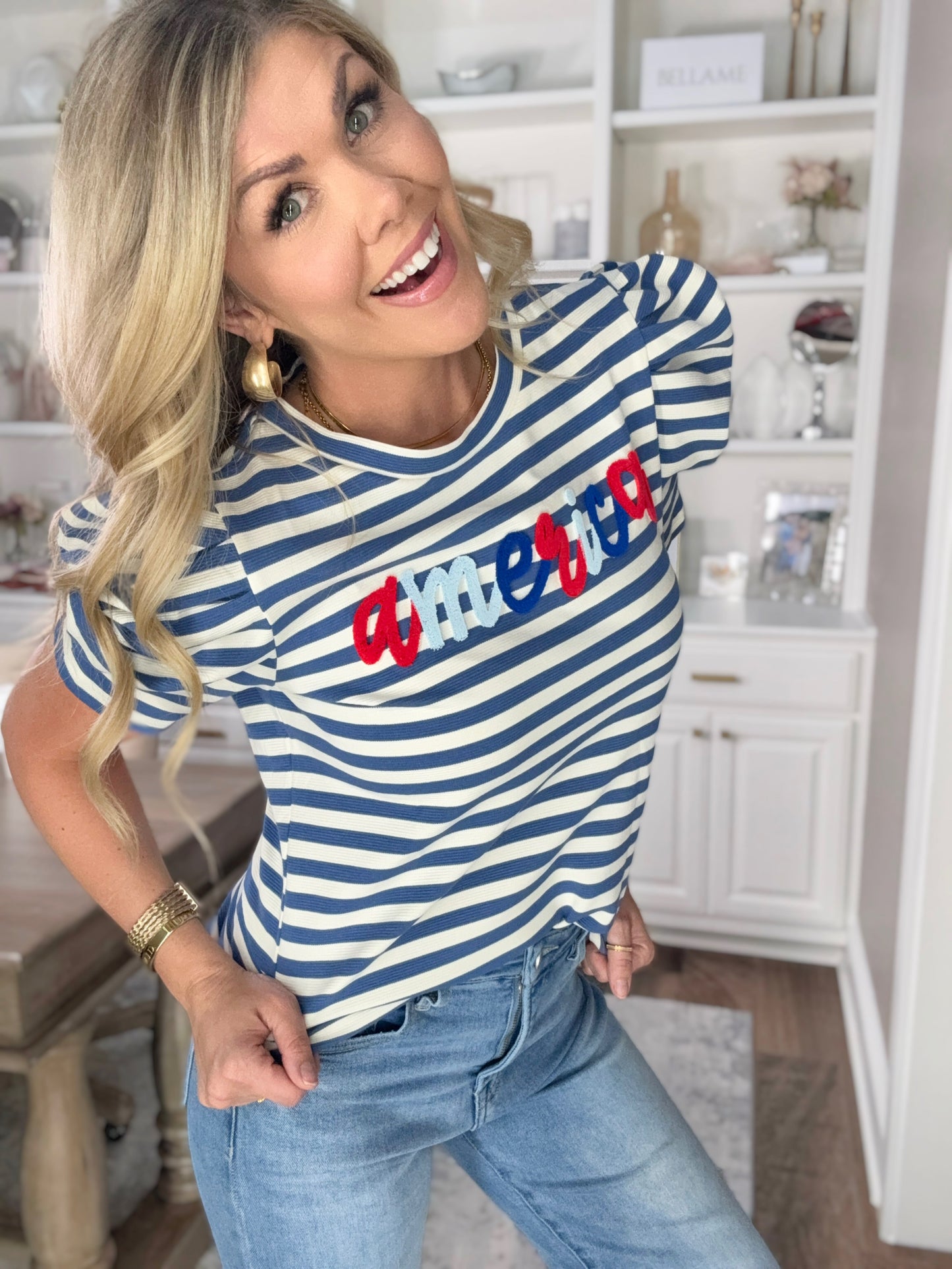 American Puff Sleeve Top Pretty Little Patriot