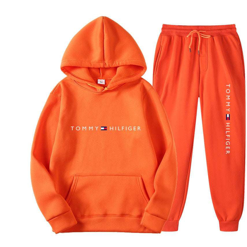 Spring and Autumn Leisure Sports Hoodie Printed Men's Set