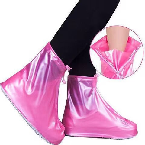 Waterproof Shoe Covers with Zipper, Thickened Rain Boot Covers, PVC Mid-Calf Shoe Covers for Travel