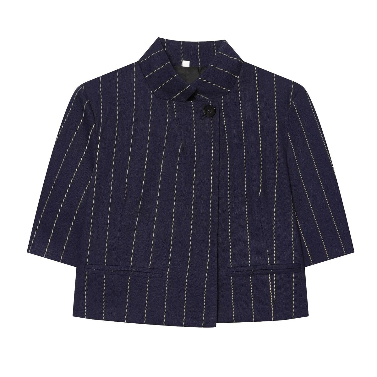 Linen striped jacket and pants suit set by Plush Fashion Hub, featuring a tailored fit and classic stripe pattern.