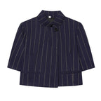 Linen striped jacket+striped pants set