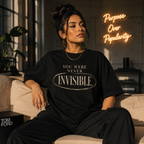 Wear Your Worship You Were Never Invisible T-shirt with inspirational statement text in black on a casual, comfortable tee.