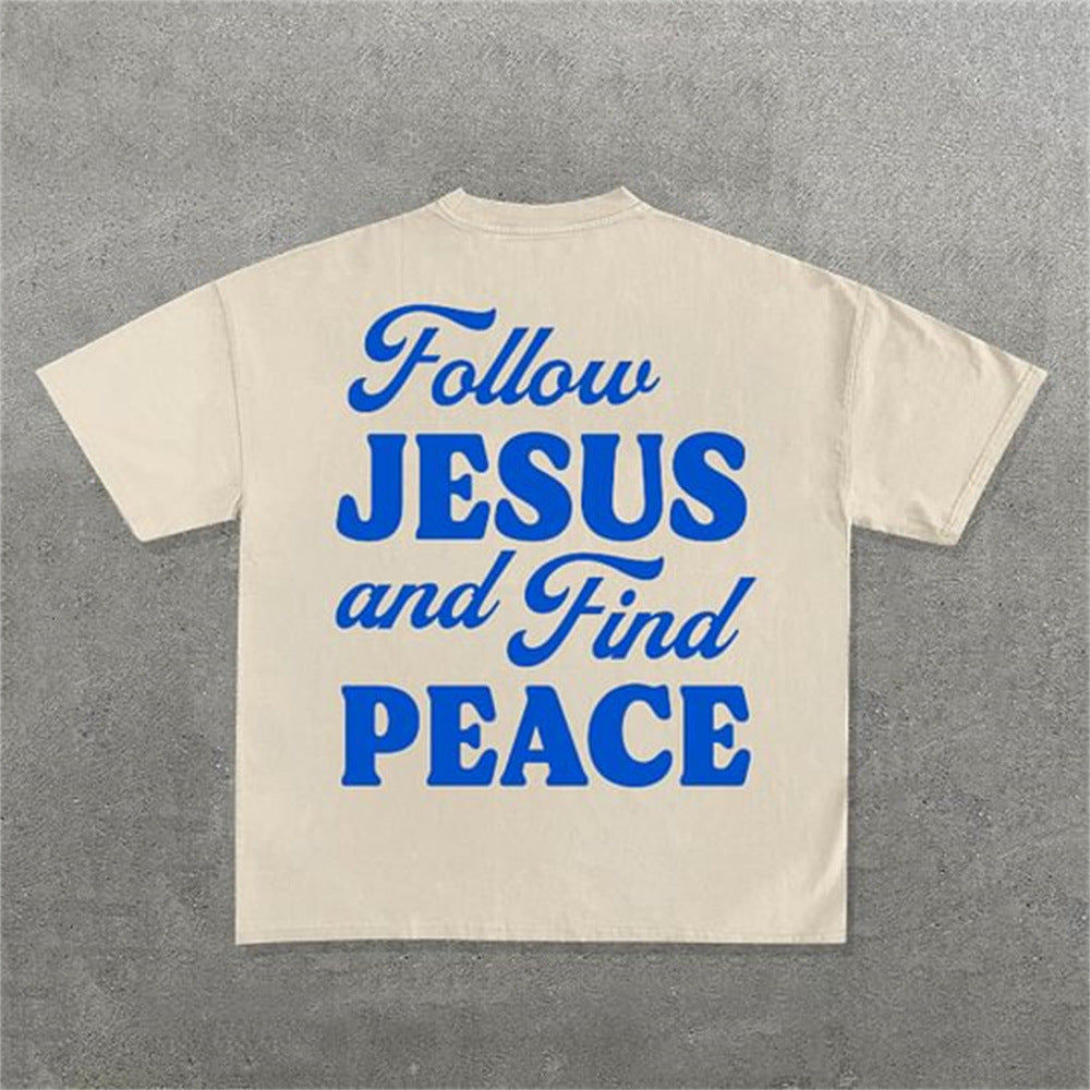 Oversized eprolo fashion letter pattern T-shirt with bold print, relaxed fit, and casual style, displayed on a plain background.