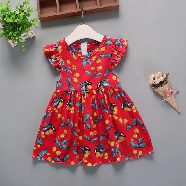 Girls cotton summer floral dress with new pattern, lightweight and colorful, from Trendy Attic Store01.