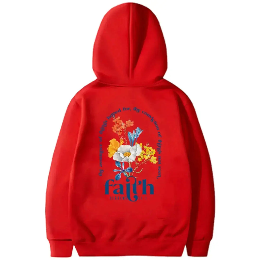 Aesthetic Christian Bible verse hoodie for women by Plush Fashion Hub, featuring a soft, cozy pullover design with religious print.