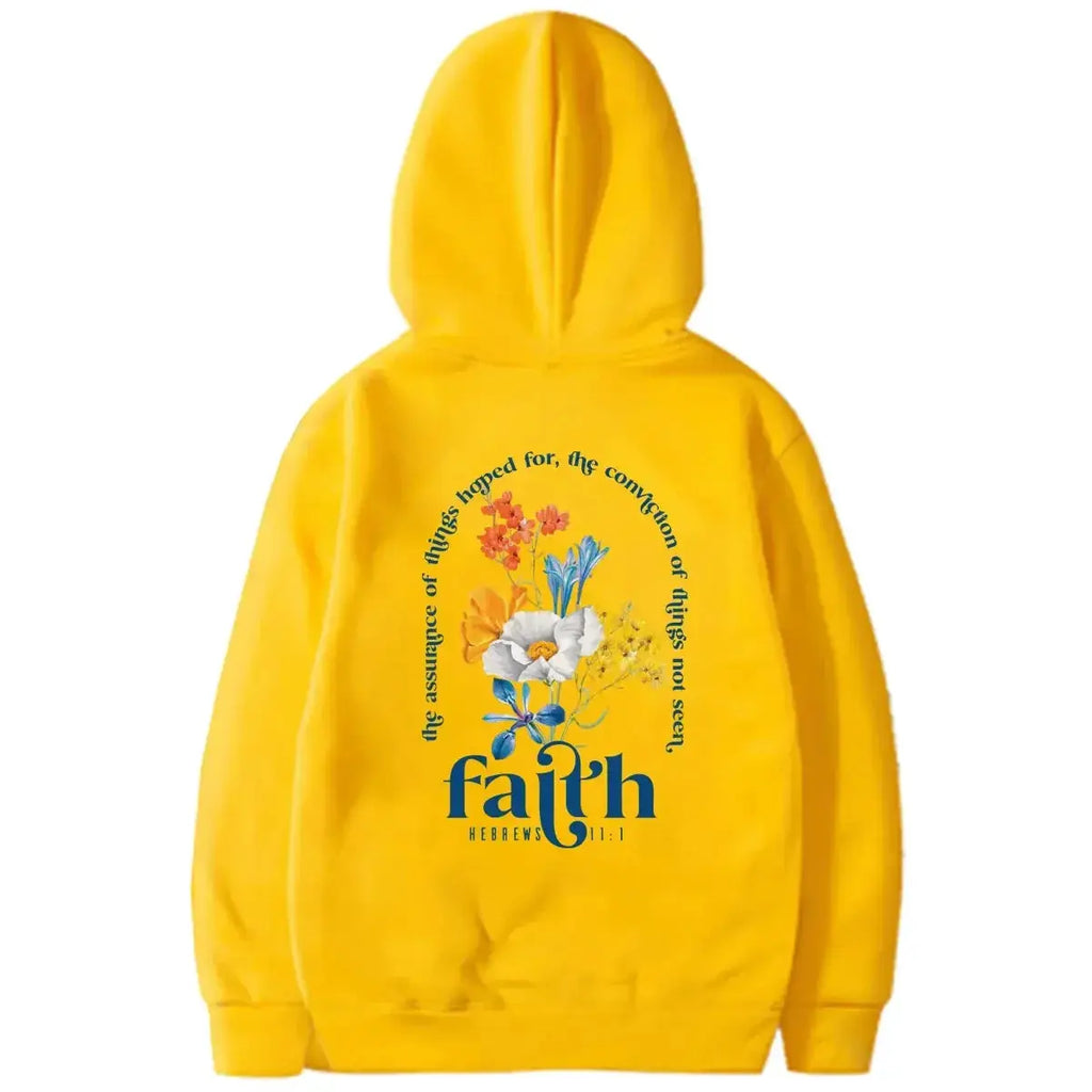 Aesthetic Christian Bible verse hoodie for women, soft plush pullover with inspirational religious print, by Plush Fashion Hub.