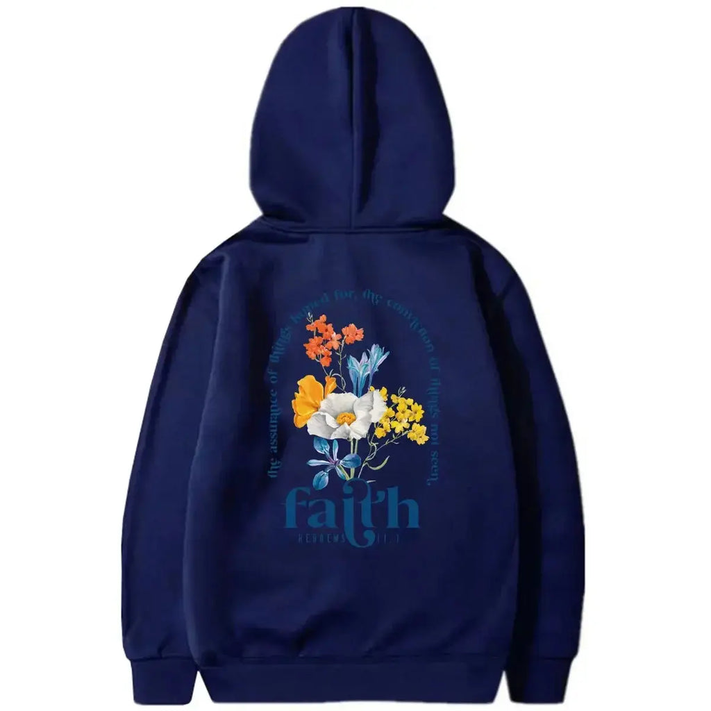 Aesthetic Christian Bible Verse hoodie for women, plush soft pullover with religious design, by Plush Fashion Hub.