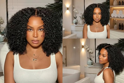 Afro Kinky Curly Glueless Wig 5x5 Bleached Knots Wear Go Wig Pre Cut HD Lace Front Wig 100% Kinky Curly Human Hair Wigs For Women - Plush Fashion Hub