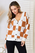 Angel Wings Double Take Button-Up V-Neck Dropped Shoulder Cardigan - Plush Fashion Hub