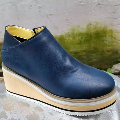 Ankle Wedge Boots with Zipper - Plush Fashion Hub