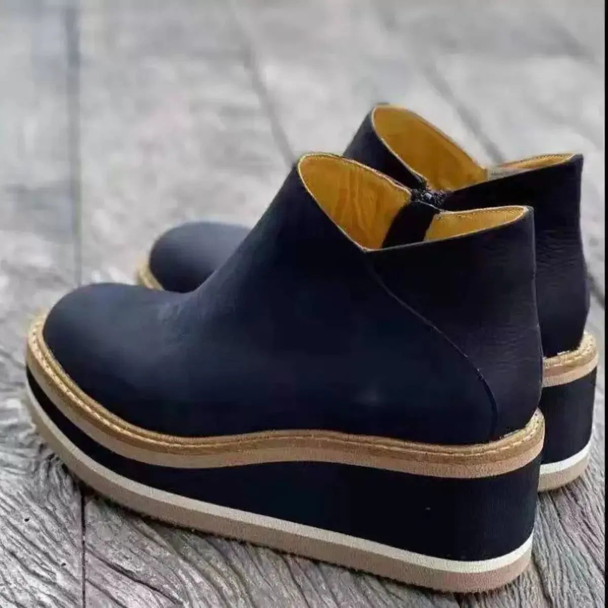 Ankle Wedge Boots with Zipper - Plush Fashion Hub