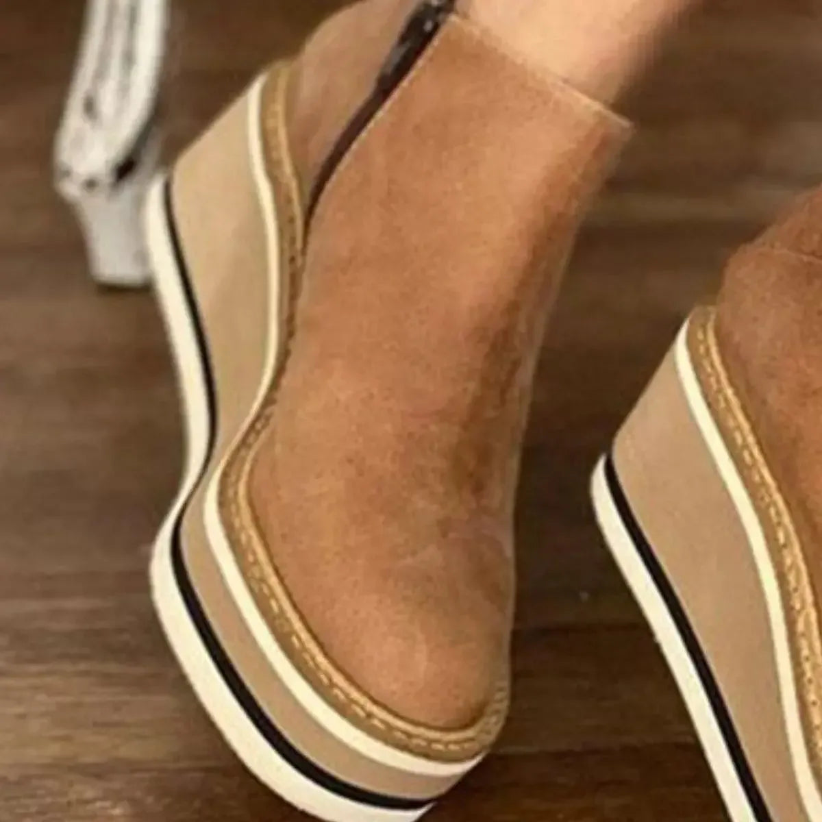 Ankle Wedge Boots with Zipper - Plush Fashion Hub