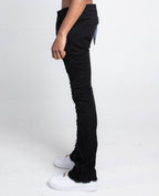 Armor Jeans AJS410 shredded stacked jeans, distressed denim pants with layered design and frayed edges, casual streetwear style.