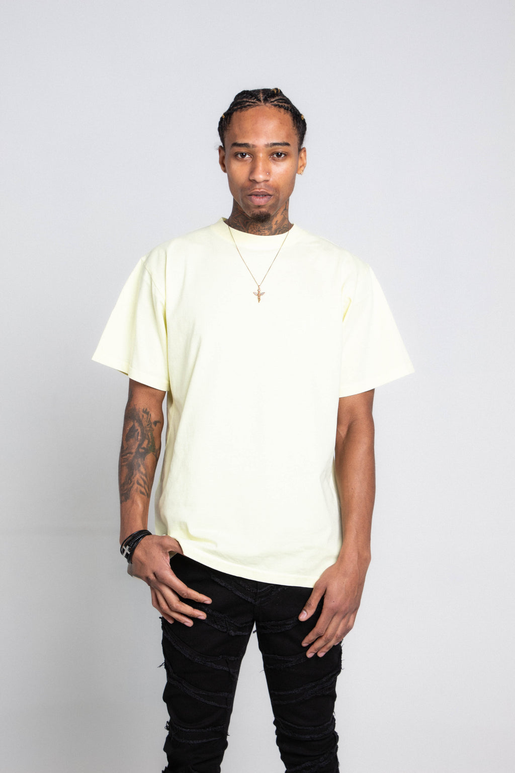 Heavy stone wash AJPT300GM T-shirt by Armor Jeans, featuring a relaxed fit and distressed denim-inspired fabric.