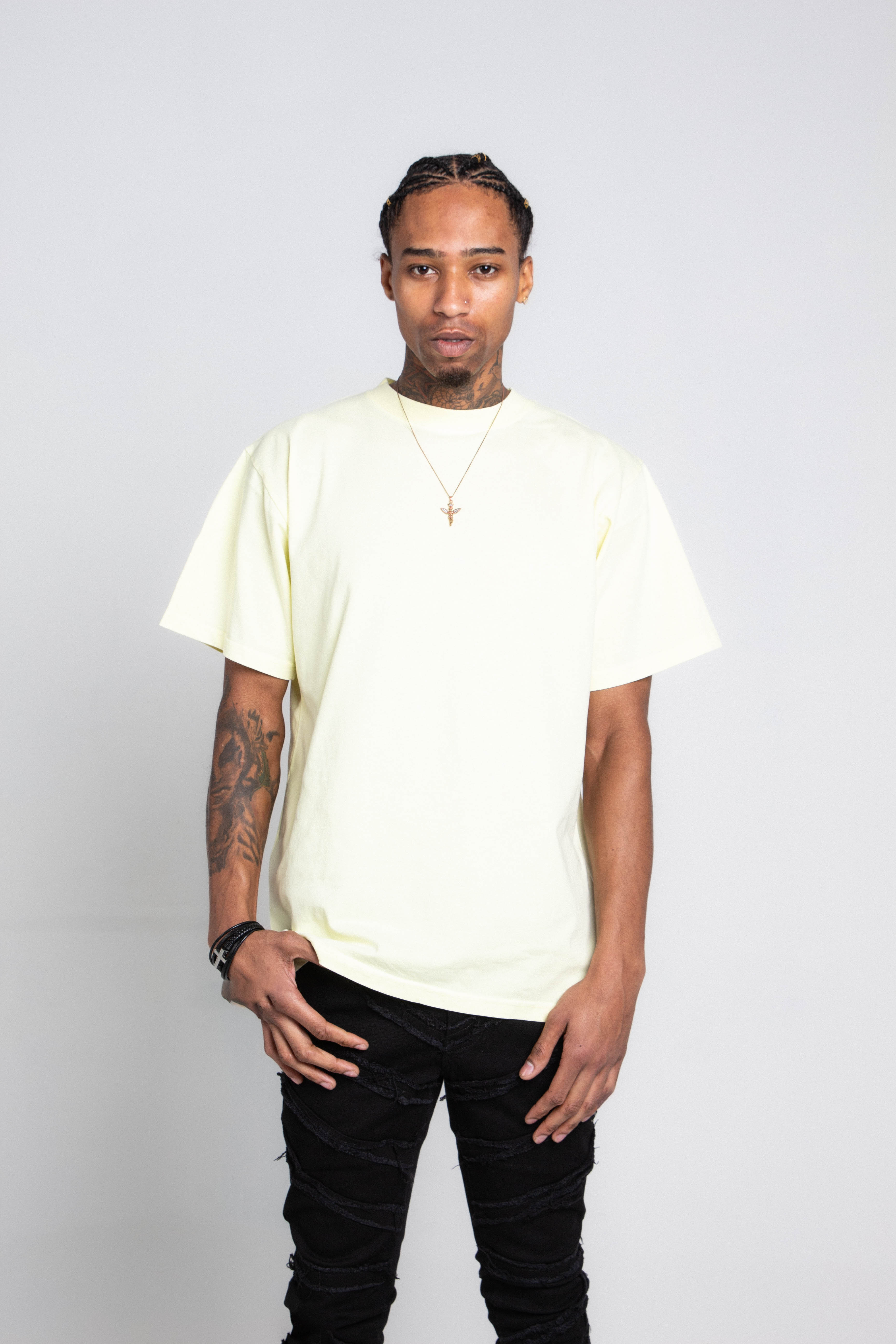 Heavy stone wash AJPT300GM T-shirt by Armor Jeans, featuring a relaxed fit and distressed denim-inspired fabric.