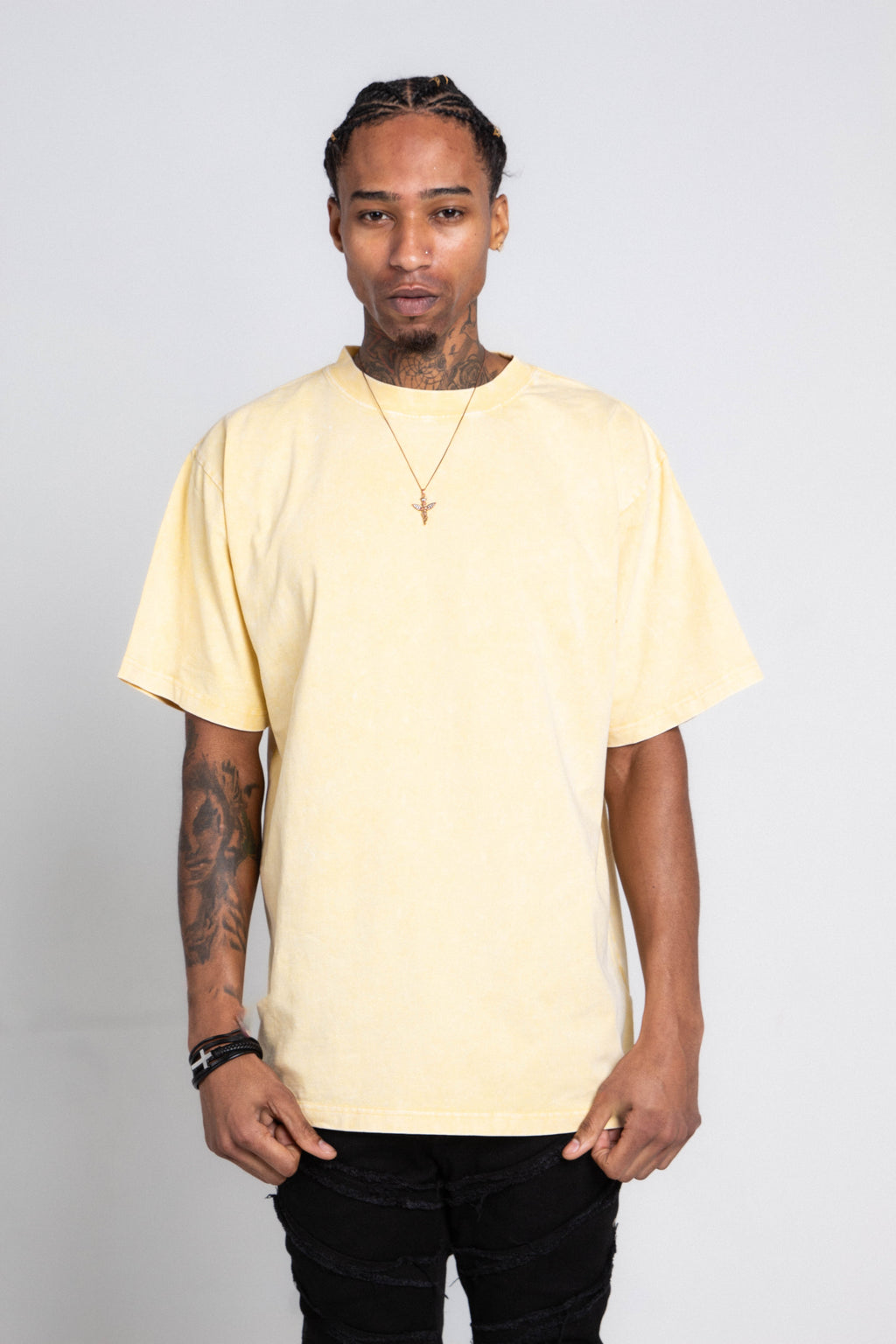 Light blue AJPT300GM Stone Wash Heavy T-shirt from Armor Jeans, showcasing a casual, textured denim-inspired top.