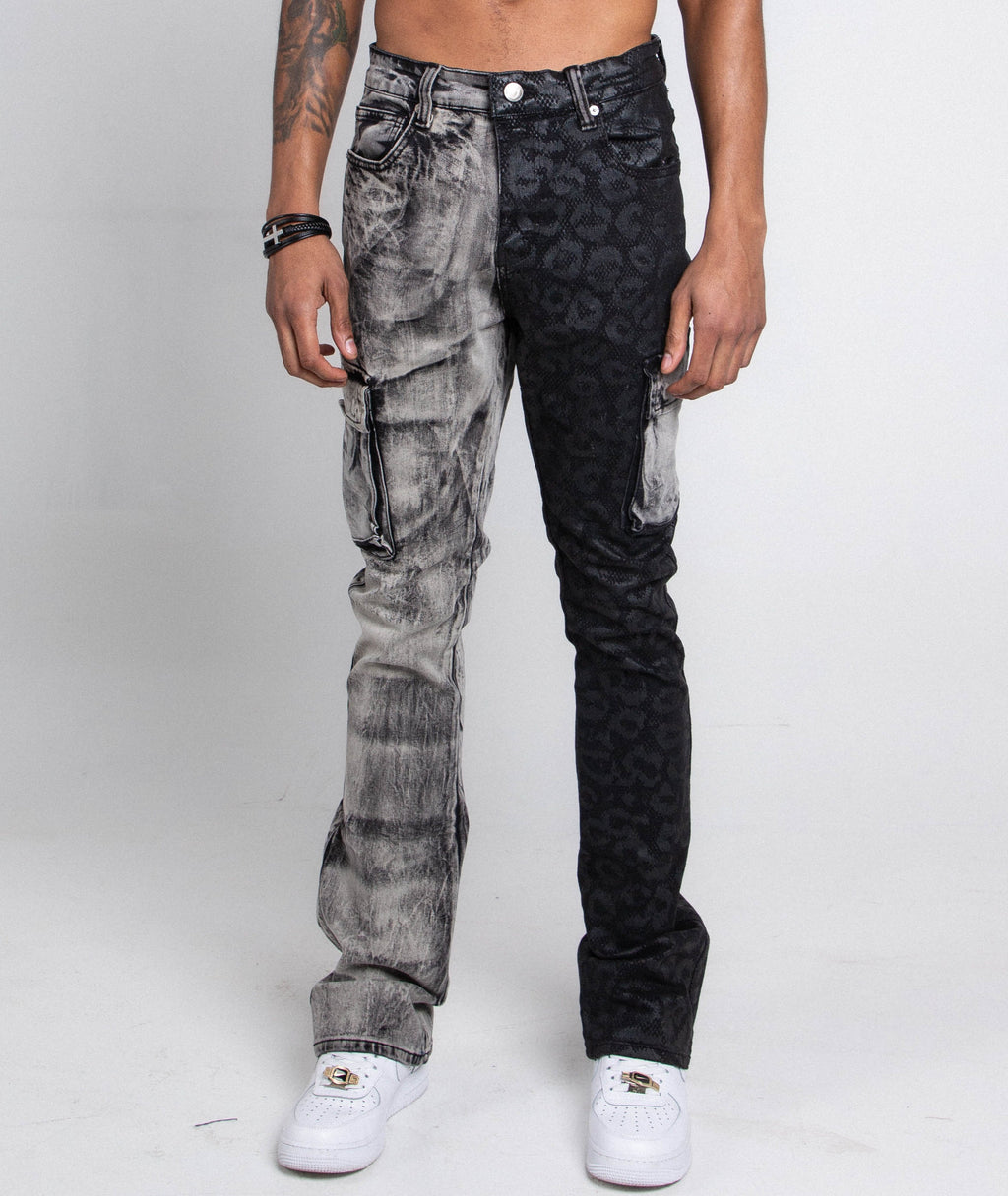 Black lace stacked jeans from Armor Jeans AJ33SK-2, featuring a slim fit with layered lace details and a stylish denim design.