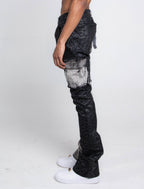 Black lace stacked jeans by Armor Jeans, featuring a stylish fit with layered lace detailing and a modern denim look.