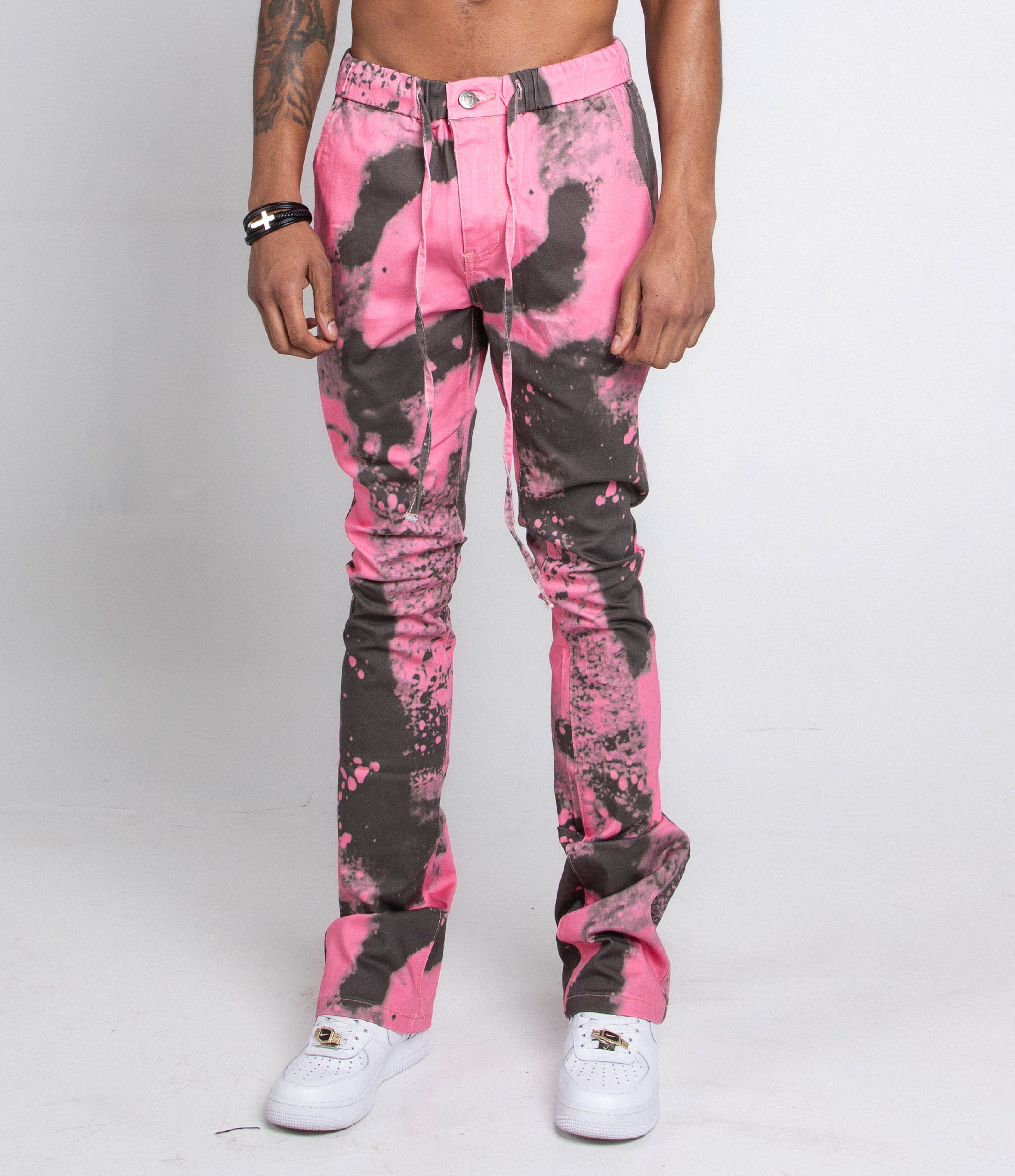Light blue AJ04L Color Dye Loose Jeans by Armor Jeans, showcasing relaxed fit pants with distressed details and faded dye finish.