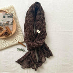 Artistic Retro Soft Small Floral Vintage Cotton And Linen Scarf For Women.