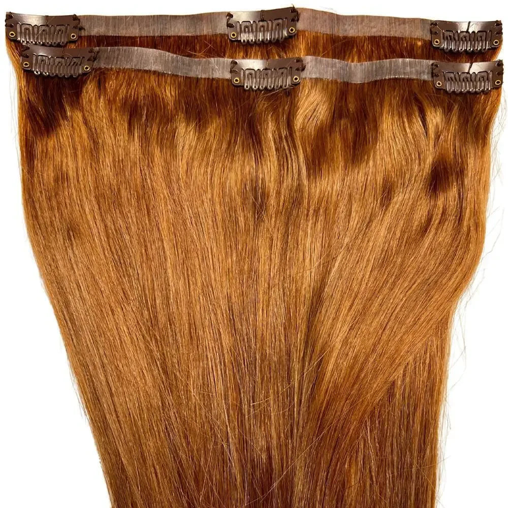 Auburn Seamless Clip-In 100% Human Hair Extensions - Plush Fashion Hub