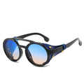 Round steampunk sunglasses by FitiqueFit with vintage design, featuring metal frames and decorative details.