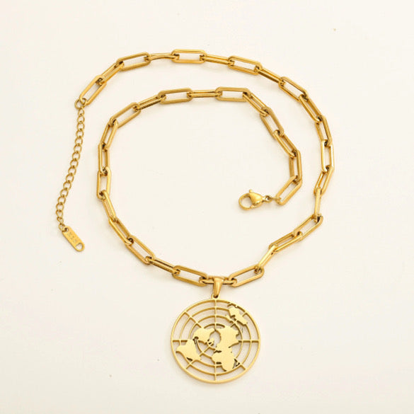 Biblical Flat Earth 18k gold Necklace Pretty Little Patriot