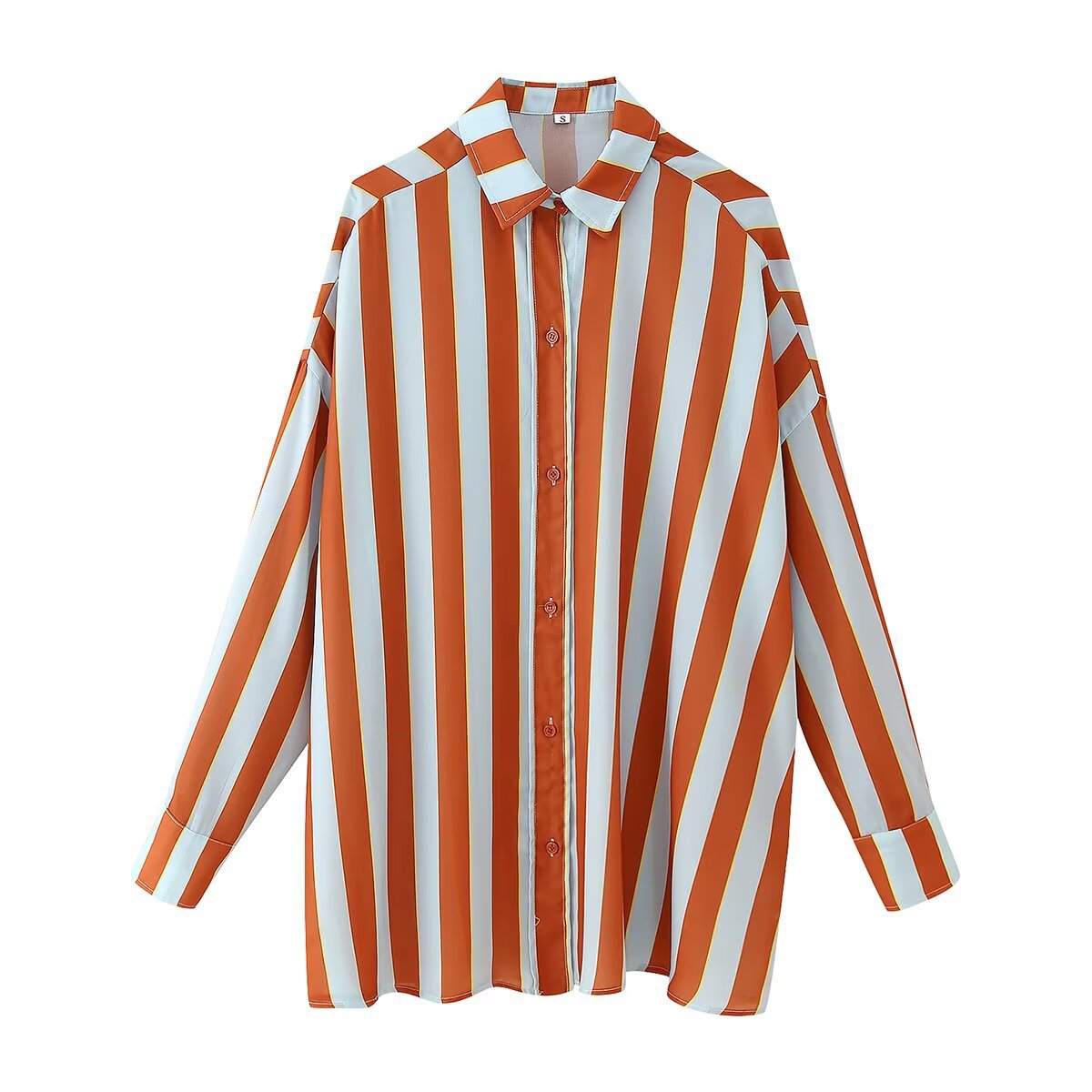 Women's casual striped loose shirt by eprolo, featuring a relaxed fit and stylish design, shown in a close-up image.