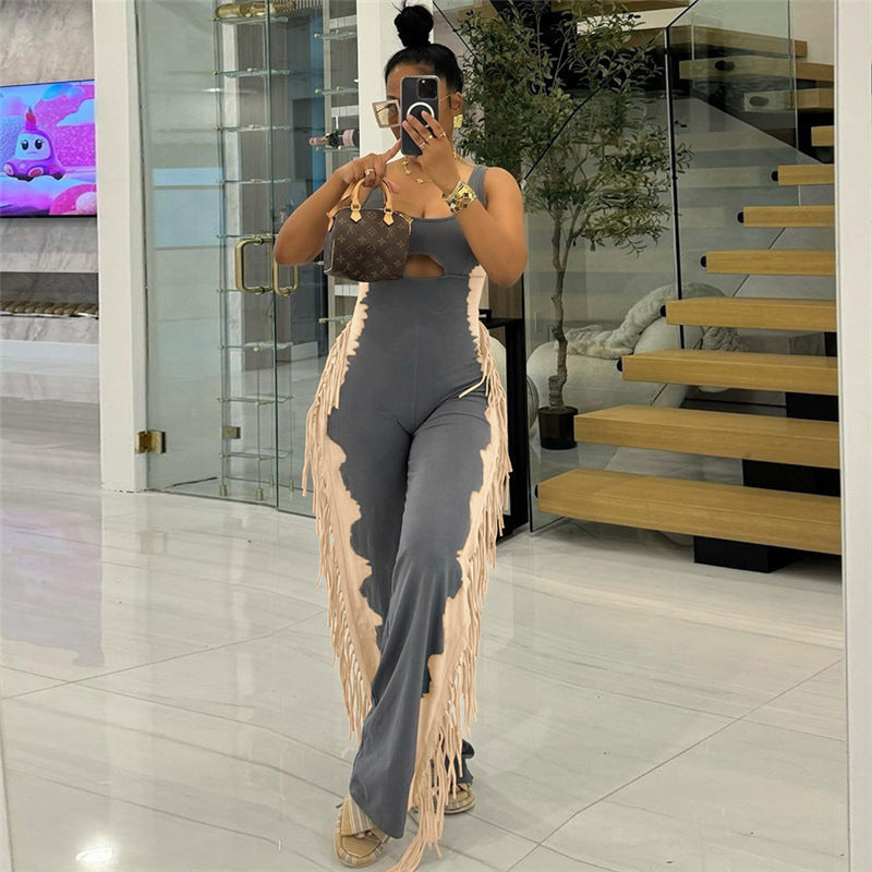 Tassel sleeveless jumpsuit