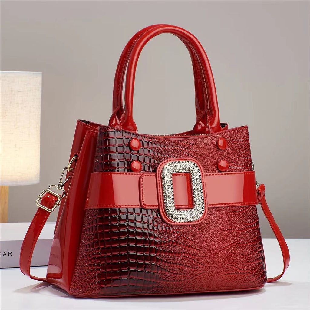 Lizard Patterned Mini Bucket Crossbody Bag with Zipper