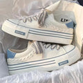Women’s platform canvas chunky sneakers by FitiqueFit featuring thick soles and trendy design for height and style.