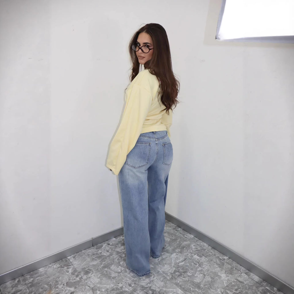 Street Style Deconstructed Asymmetrical Design Denim Pants
