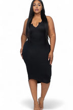 Curvy split neck tank dress by The House of Stylez featuring a flowing silhouette and stylish design, shown in the image.