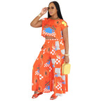 Printed Two-Piece Top and Straight Leg Pant Set
