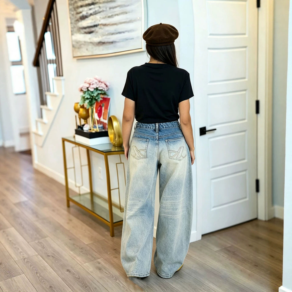 Vintage Washed Gradient Straight Fit Denim Jeans