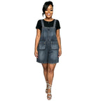Washed Denim Pocket Overall Shorts