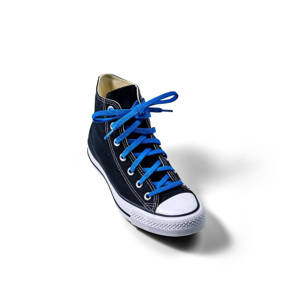 Blue elastic shoelace from Plush Fashion Hub, featuring a stretchy, durable design for comfortable, secure fit.