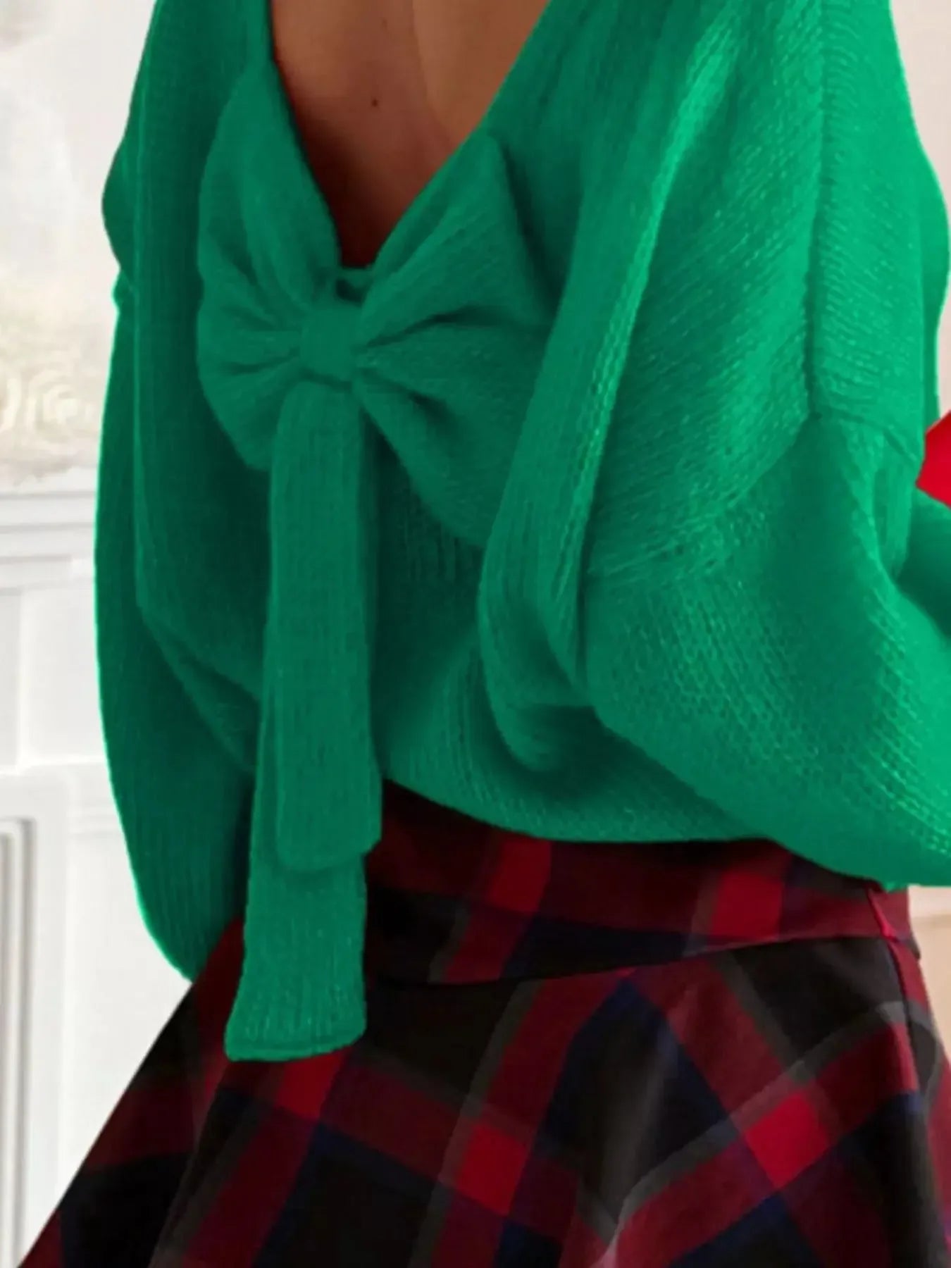 Back Bowknot Long Sleeve Sweater - Plush Fashion Hub