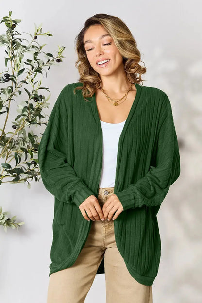 Basic Bae Full Size Ribbed Cocoon Cardigan - Plush Fashion Hub