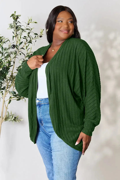 Basic Bae Full Size Ribbed Cocoon Cardigan - Plush Fashion Hub