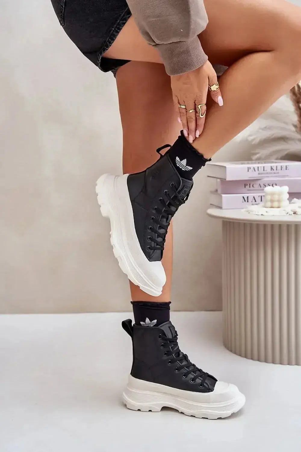 Women's natural leather platform sneakers by Plush Fashion Hub with sheepskin lining, cozy winter footwear, step-in style.