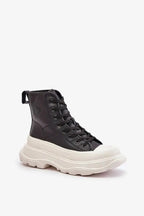 Women's natural leather platform sneakers with sheepskin lining, cozy winter footwear by Plush Fashion Hub.