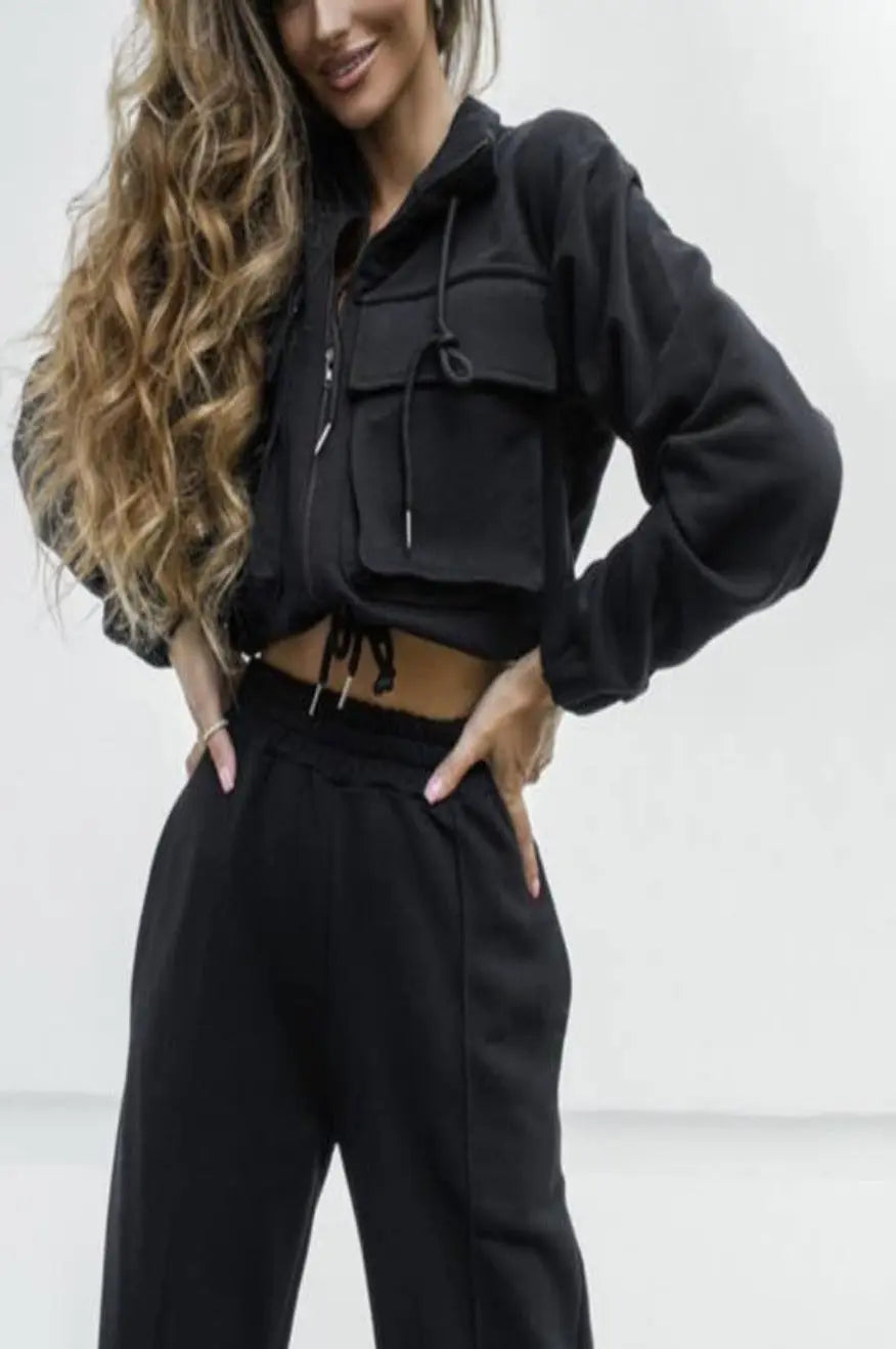 Black Jersey vibes sweatsuit Pretty Little Patriot