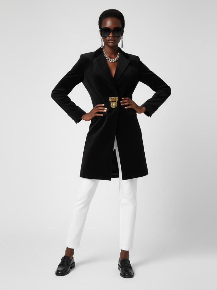 Black Tailored Coat with Clasp - DOWNTOWN BROOKLYN: New Collection COUTURE in BROOKLYN