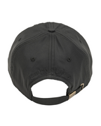 Black waterproof satin-lined dad hat from Plush Fashion Hub, showing a stylish, durable cap with a satin interior and adjustable strap.
