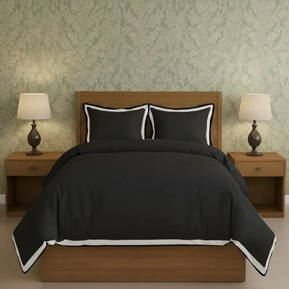 Black & White Border Frame Duvet Cover Set - Plush Fashion Hub